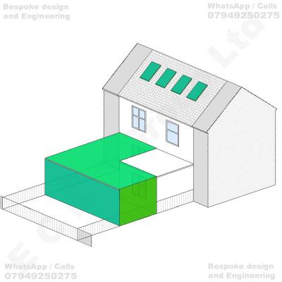Erection of a single-storey L-shaped rear extension with a flat roof, incorporating a side-return infill and enlarged rearward projection adjoining the existing ground-floor rear extension, together with conversion of the existing loft space to provide habitable accommodation, including installation of four rooflights within the rear roof slope and associated internal and external alterations to the dwellinghouse